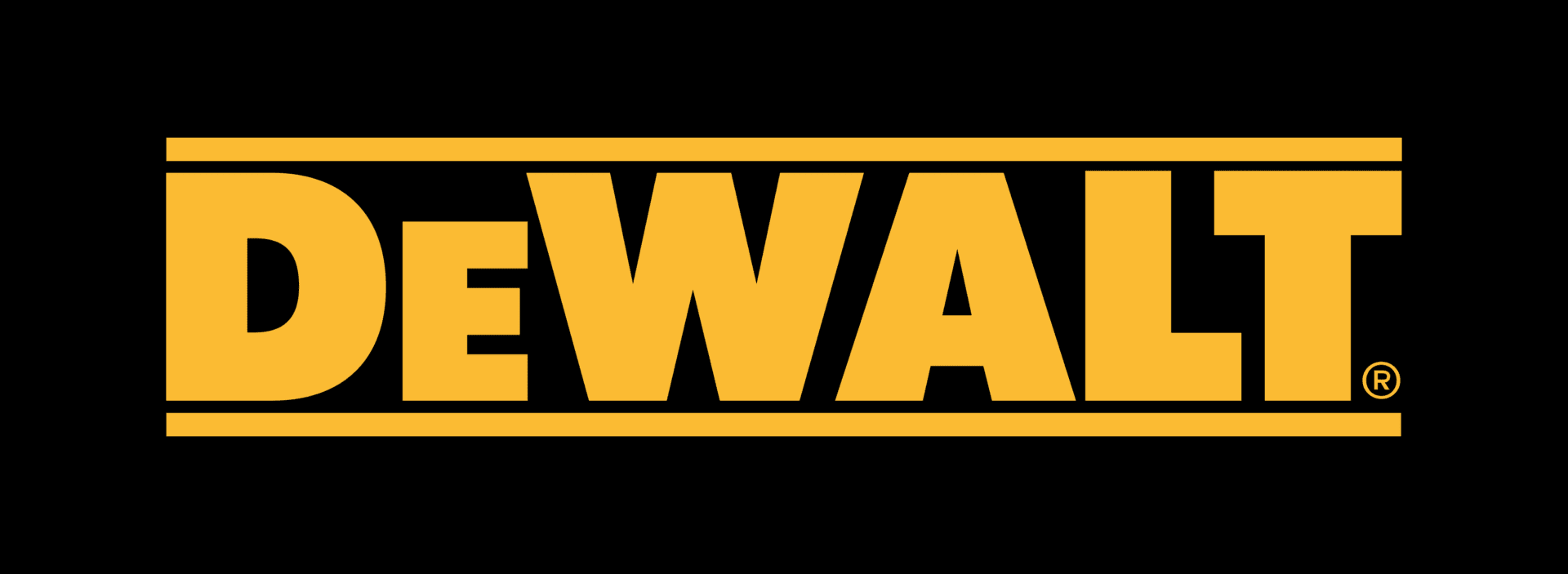 A bold yellow and black 'DEWALT' logo on a black background.