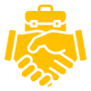 Yellow handshake on black background